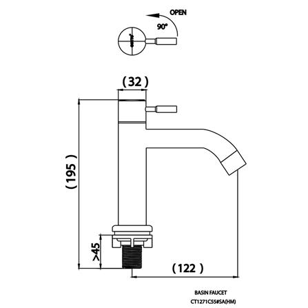 ก๊อกอ่างล้างหน้าเดี่ยว COTTO CT1271C55SA(HM)_2