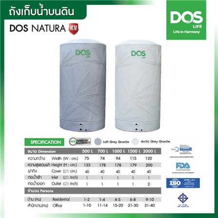 ถังเก็บน้ำ DOS NATURA KV 700 ลิตร สี ARCTIC GREY GRANITE_8