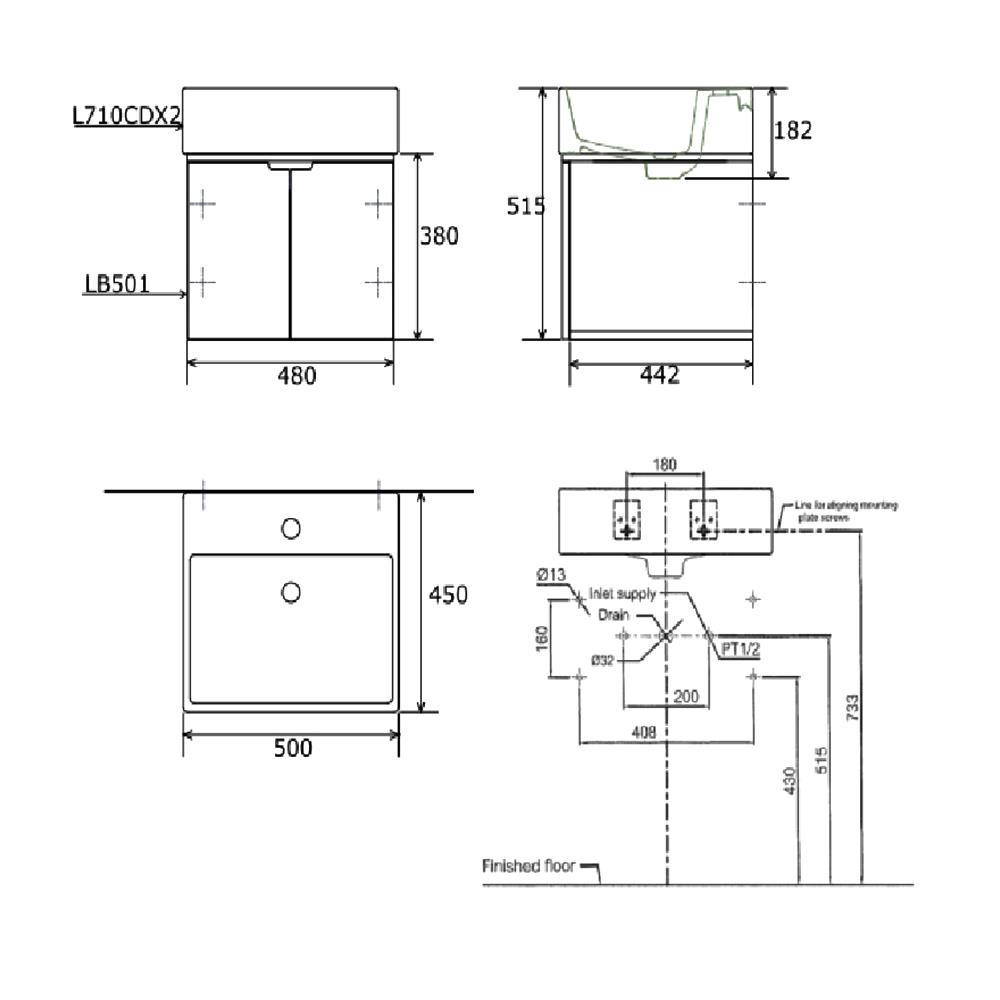อ่างเคาน์เตอร์ TOTO LBAT501PGR สีเทา