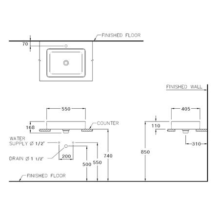 อ่างล้างหน้าวางบนเคาน์เตอร์ COTTO C00342MBK สีดำ_1