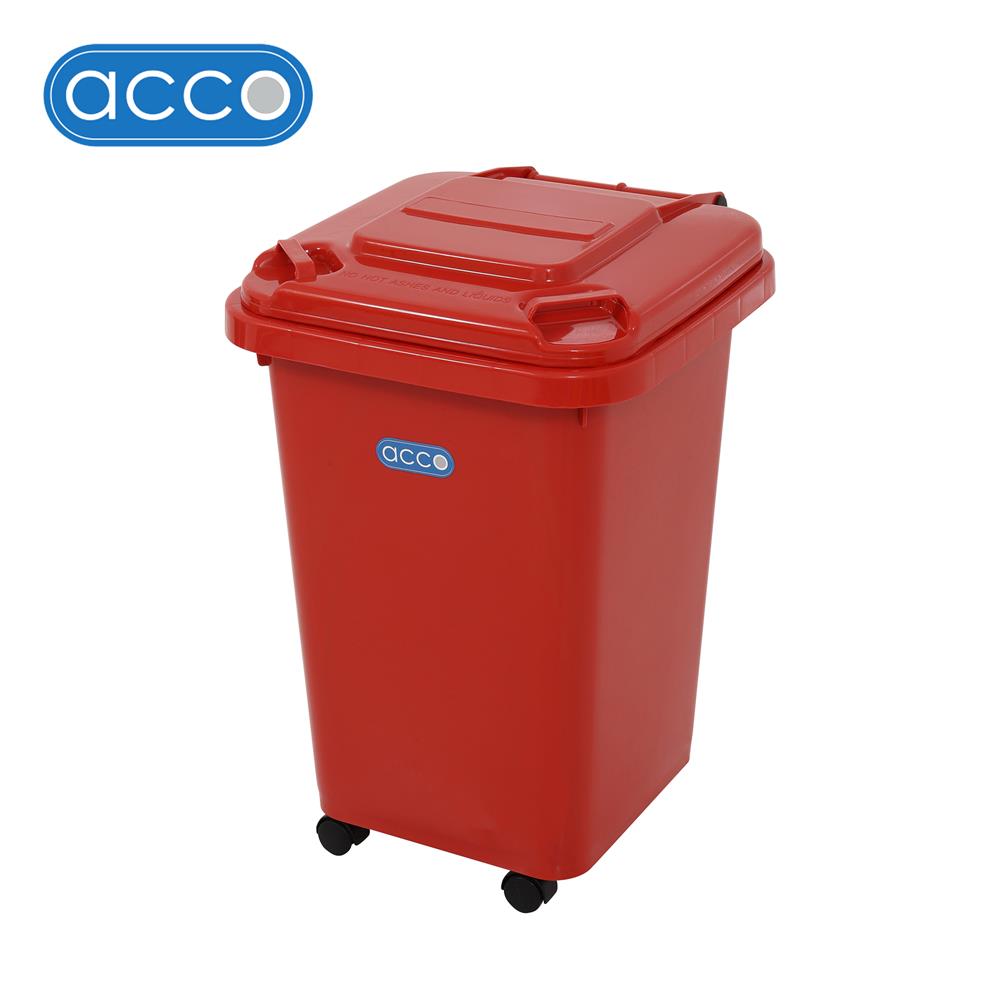 ถังขยะฝาเปิดปิดมีล้อ ACCO CLEAN 60 ลิตร สีแดง