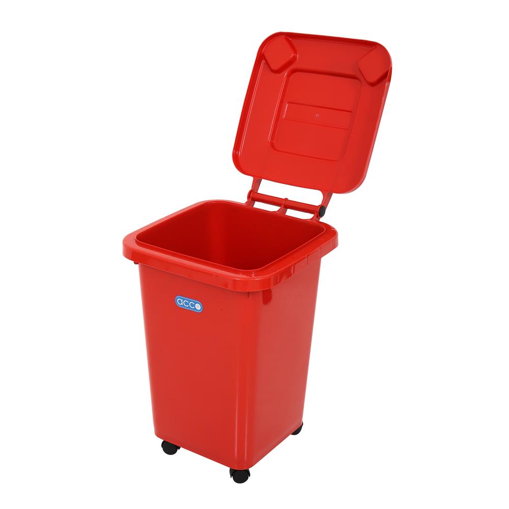 ถังขยะฝาเปิดปิดมีล้อ ACCO CLEAN 60 ลิตร สีแดง
