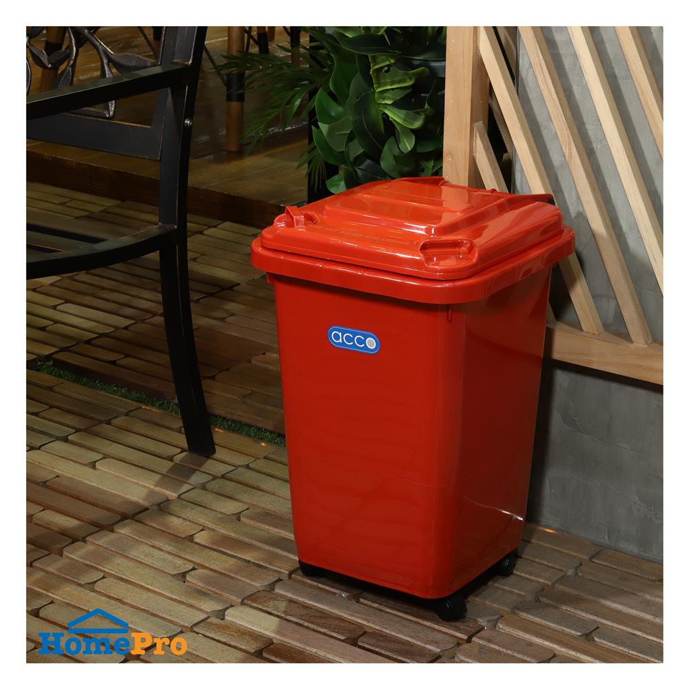 ถังขยะฝาเปิดปิดมีล้อ ACCO CLEAN 60 ลิตร สีแดง