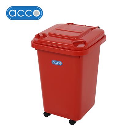 ถังขยะฝาเปิดปิดมีล้อ ACCO CLEAN 60 ลิตร สีแดง