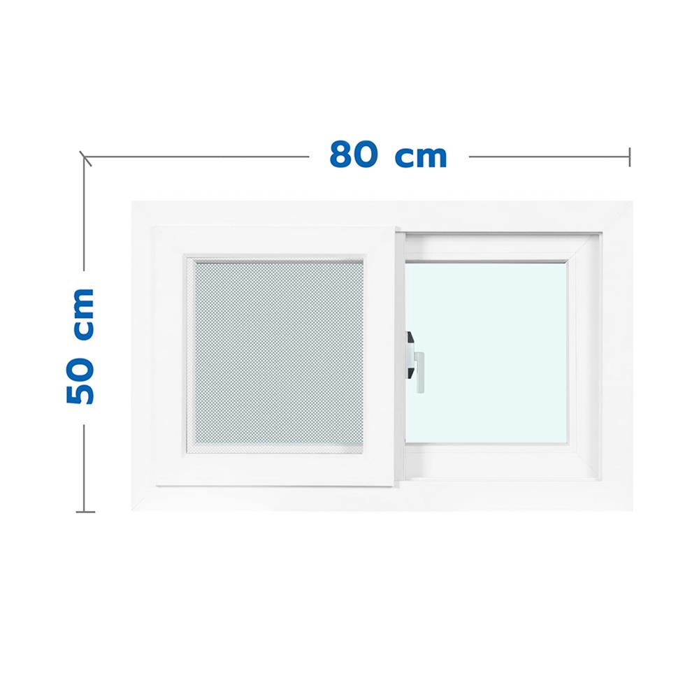 หน้าต่างบานเลื่อน UPVC S-S มุ้ง AZLE 80x50 ซม. สีขาว