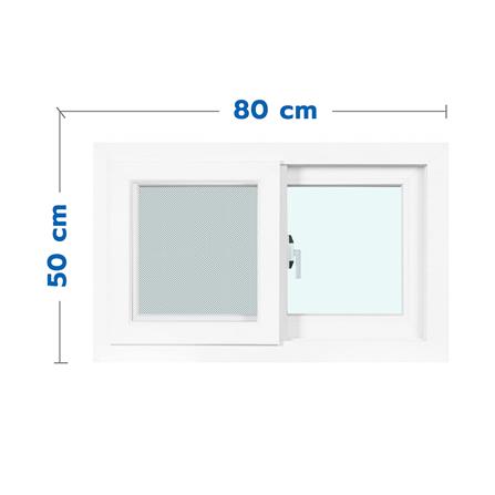 หน้าต่างบานเลื่อน UPVC S-S มุ้ง AZLE 80x50 ซม. สีขาว_0