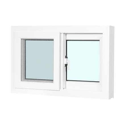 หน้าต่างบานเลื่อน UPVC S-S มุ้ง AZLE 80x50 ซม. สีขาว_1