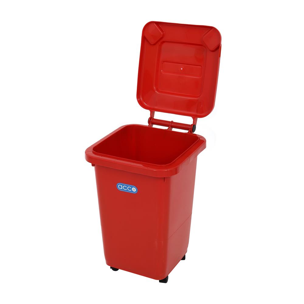 ถังขยะฝาเปิดปิด มีล้อ ACCO CLEAN 32 ลิตร สีแดง