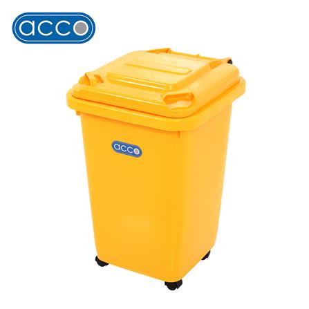 ถังขยะฝาเปิดปิดมีล้อ ACCO CLEAN 32 ลิตร สีเหลือง