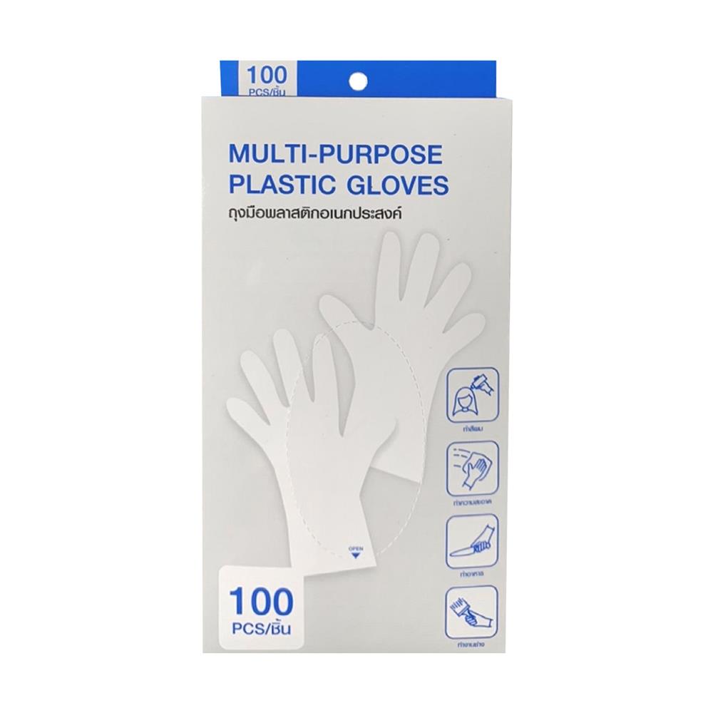 ถุงมือพลาสติกอเนกประสงค์แบบกล่อง ACCO 100 ชิ้น FREE SIZE สีใส