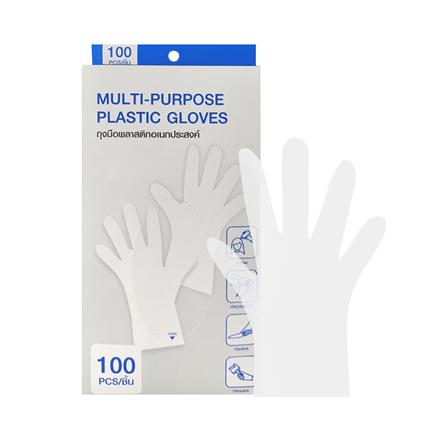ถุงมือพลาสติกอเนกประสงค์แบบกล่อง ACCO 100 ชิ้น FREE SIZE สีใส_0