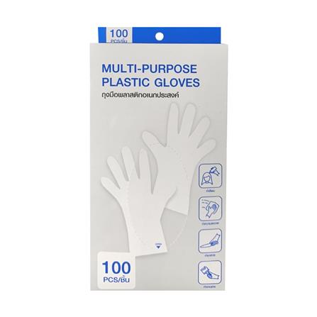 ถุงมือพลาสติกอเนกประสงค์แบบกล่อง ACCO 100 ชิ้น FREE SIZE สีใส_1