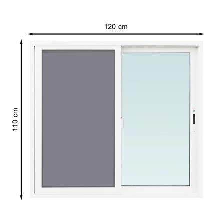 หน้าต่างบานเลื่อน อะลูมิเนียม S-S มุ้ง TAKECHI 120X110 ซม. สีขาว_0