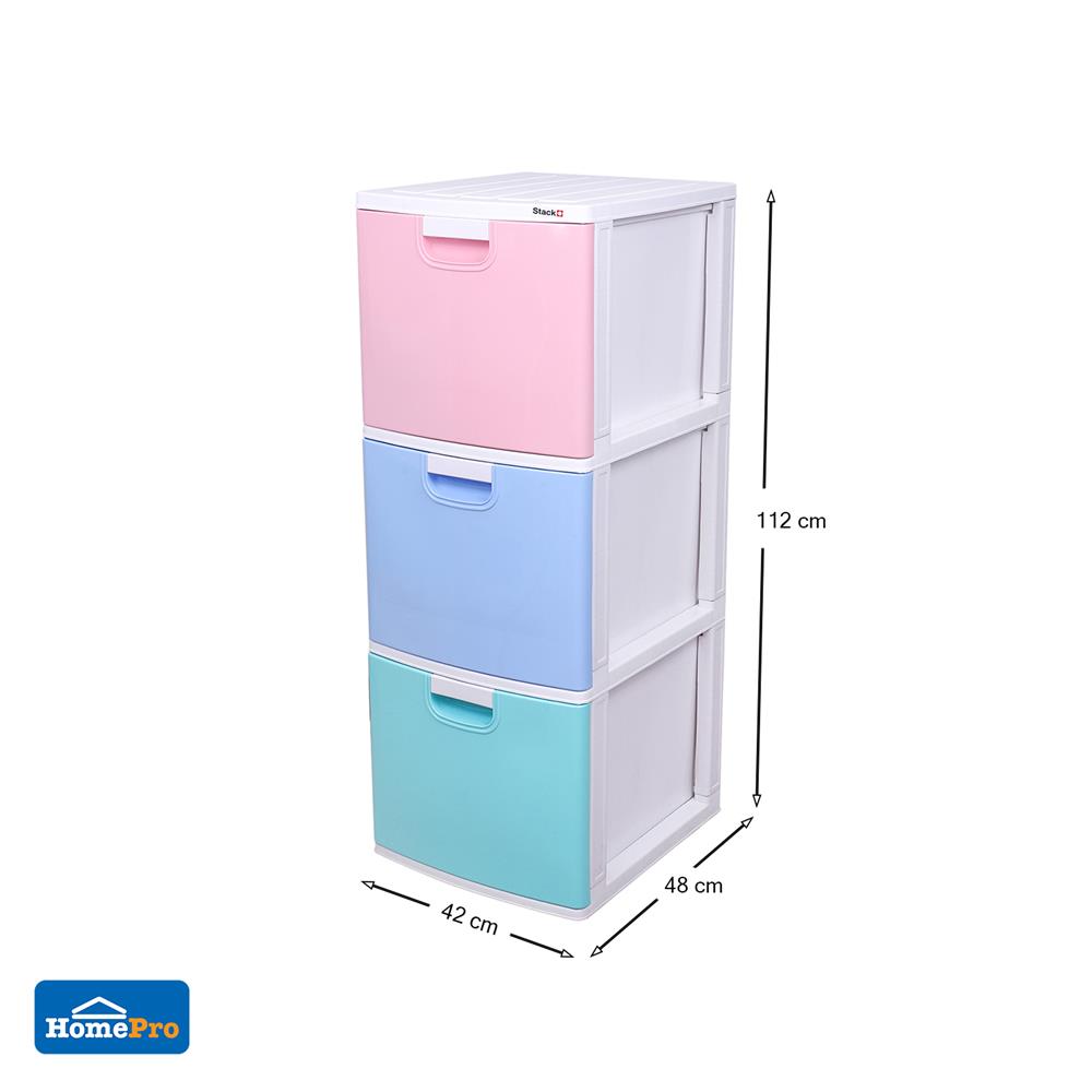 ตู้ลิ้นชัก 3 ชั้น STACKO LL3 42X48X112 ซม. หลากสี