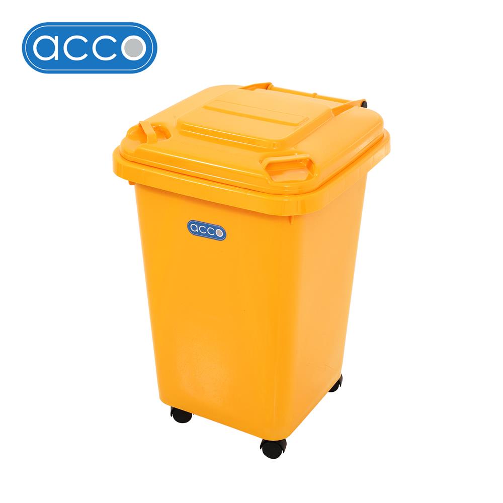 ถังขยะฝาเปิดปิดมีล้อ ACCO CLEAN 60 ลิตร สีเหลือง