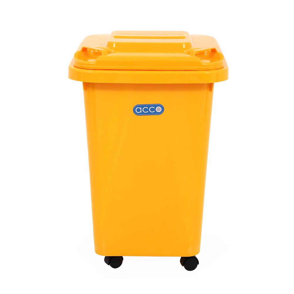 ถังขยะฝาเปิดปิดมีล้อ ACCO CLEAN 60 ลิตร สีเหลือง