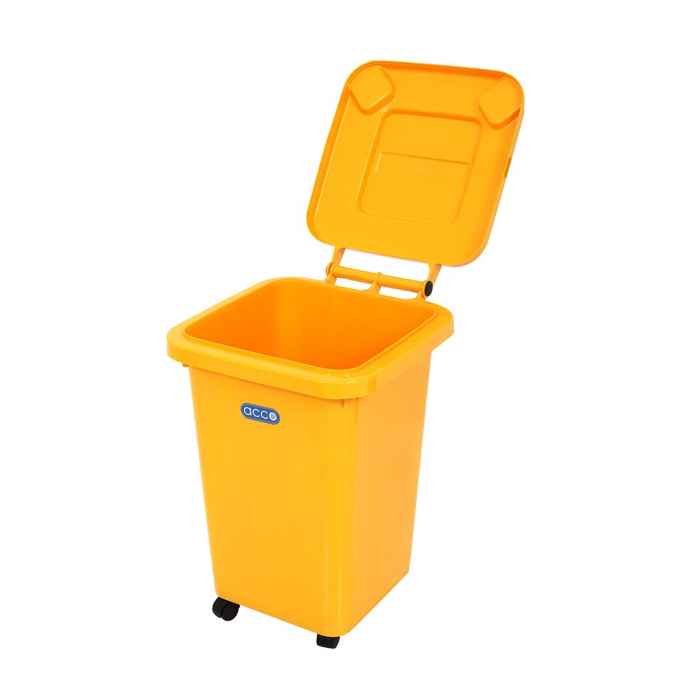 ถังขยะฝาเปิดปิดมีล้อ ACCO CLEAN 60 ลิตร สีเหลือง