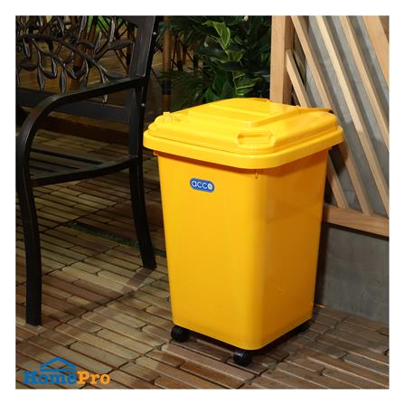 ถังขยะฝาเปิดปิดมีล้อ ACCO CLEAN 60 ลิตร สีเหลือง_5