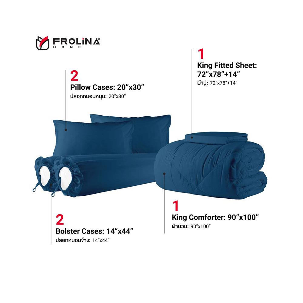 ชุดผ้าปูที่นอน 6 ฟุต 6 ชิ้น FROLINA MICROTEX SF018