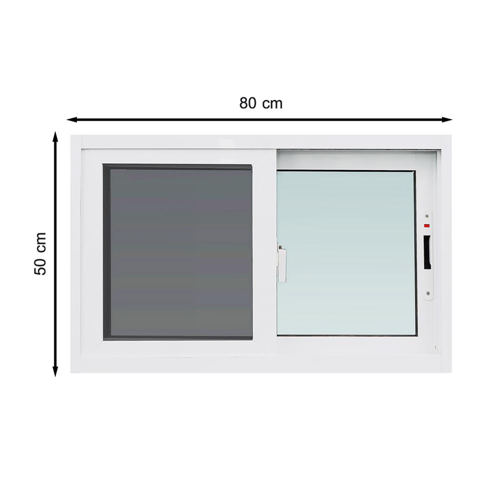 หน้าต่างบานเลื่อน อะลูมิเนียม S-S มุ้ง TAKECHI 100X100 ซม. สีขาว