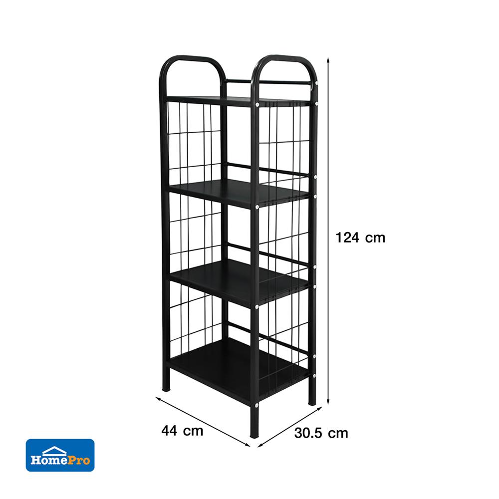 ชั้นวางของ 4 ชั้น STACKO AMAS 44x30.5x124 ซม. สีดำ