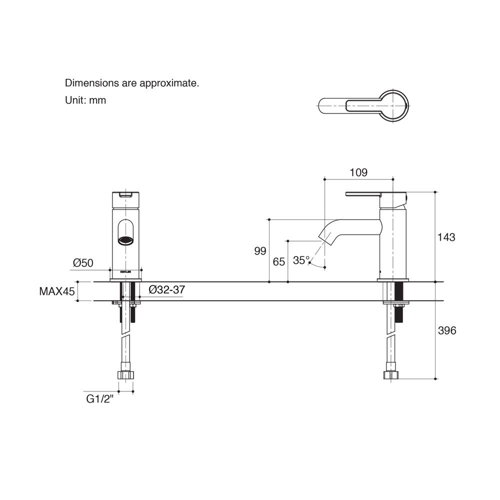 ก๊อกอ่างล้างหน้าเดี่ยว KOHLER K-30447T-4CD-CP