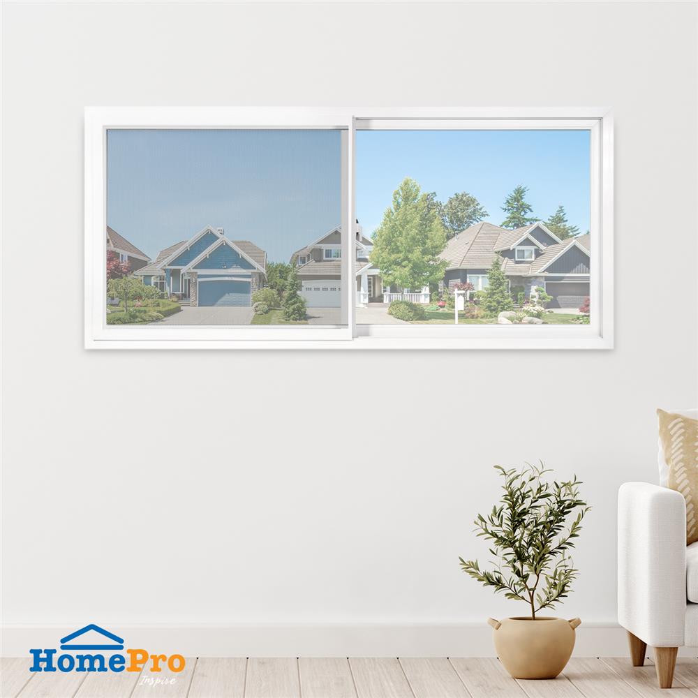 หน้าต่างบานเลื่อน UPVC S-S มุ้ง AZLE 240X110 ซม. สีขาว