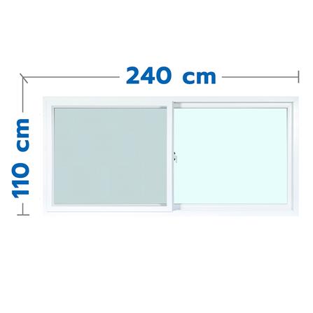 หน้าต่างบานเลื่อน UPVC S-S มุ้ง AZLE 240X110 ซม. สีขาว