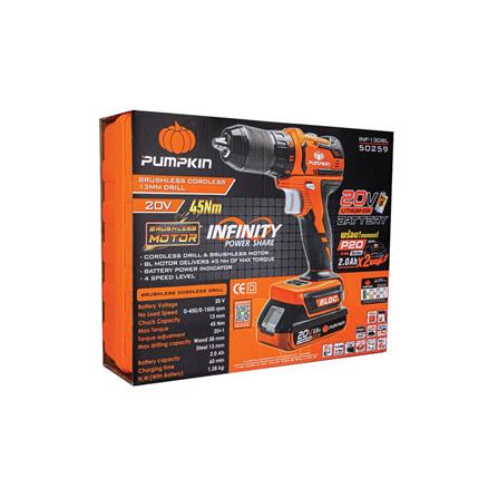 สว่านไร้สาย (พร้อมแบตเตอรี่) PUMPKIN INF-13DBL 50259 20 โวลต์_3