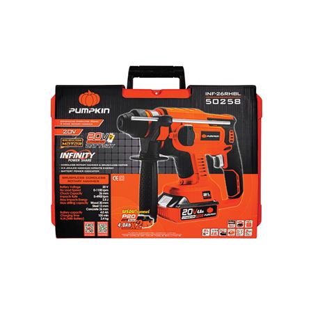 สว่านโรตารี่ไร้สาย (พร้อมแบตเตอรี่) PUMPKIN INF-26RHBL 50258 20 โวลต์ 26 มม._4