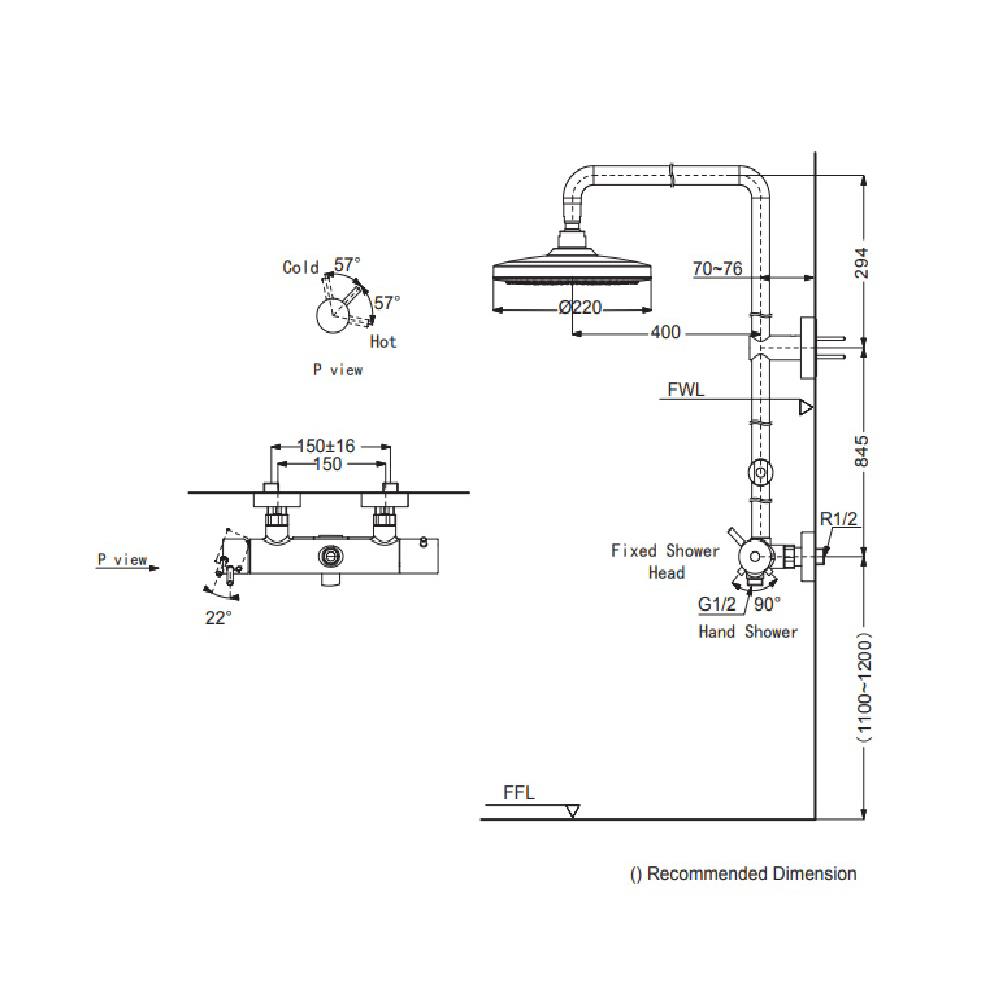 ฝักบัว RAIN SHOWER TOTO TBW01303TA