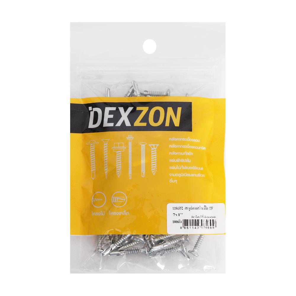 สกรูยึดไม้ฝามีปีก TF DEXZON 7X1 นิ้ว แพ็ก 100 ชิ้น