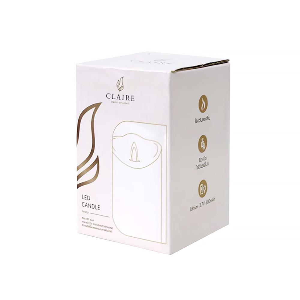 เทียน LED CLAIRE WAX REMOTE RECHARGE DIM 4 นิ้ว 0.3 วัตต์ WARMWHITE สีขาว
