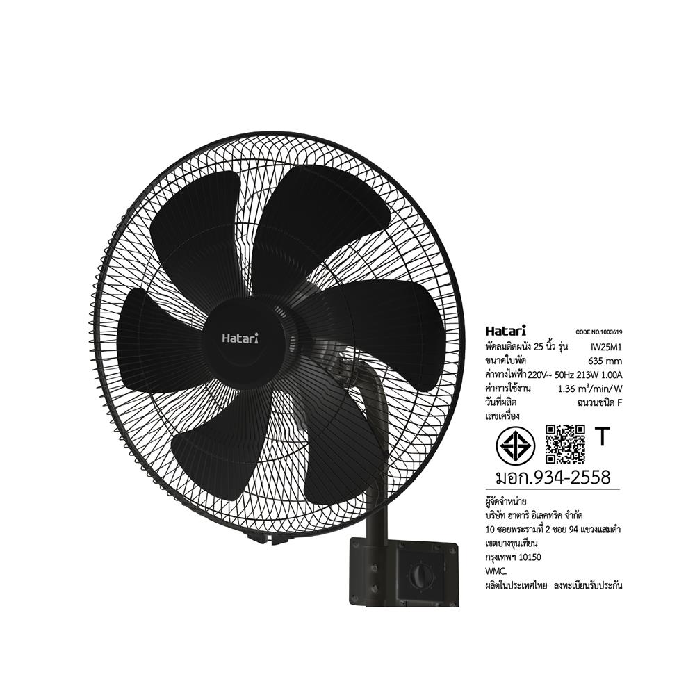 พัดลมอุตสาหกรรมติดผนัง 25 นิ้ว HATARI IW25M1 สีดำ