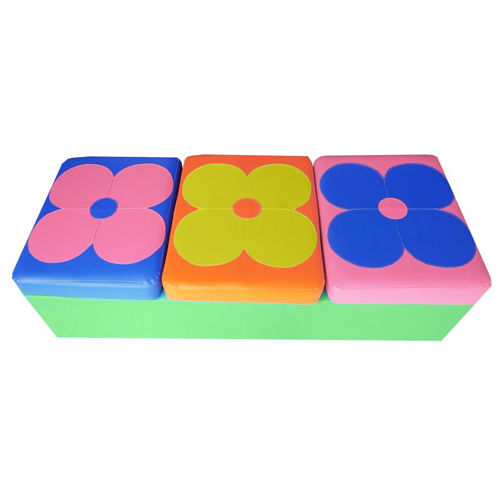 สตูลเหลี่ยม 3 ที่นั่ง PLAYSANOOK หลากสี