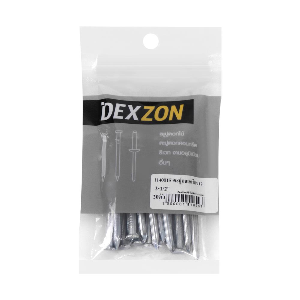 ตะปูคอนกรีตขาว DEXZON 2-1/2 นิ้ว แพ็ก 20 ชิ้น