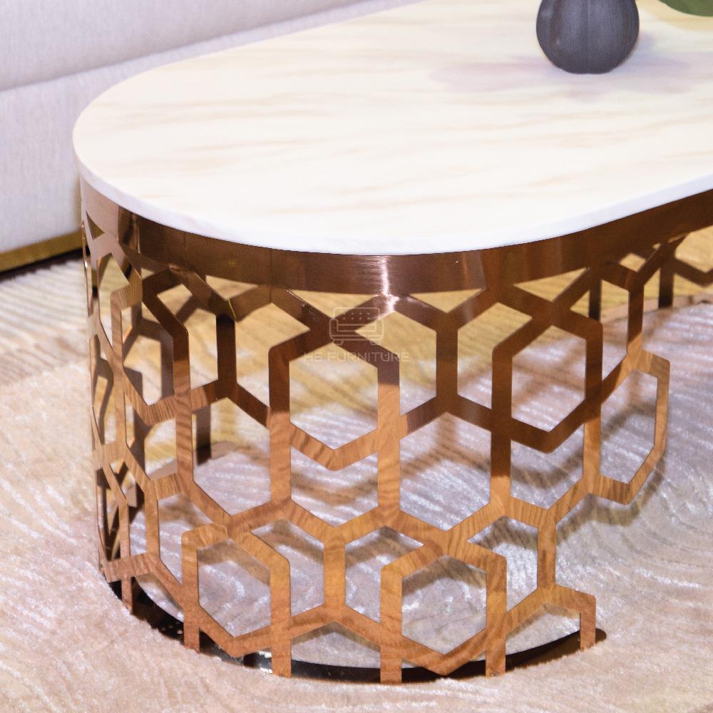 โต๊ะกลาง HS FURNITURE MALL CALLISTO สีขาว/ROSE GOLD