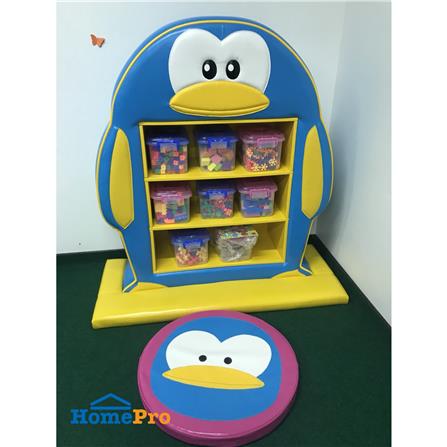 ชั้นวางของเด็ก PLAYSANOOK PENGUIN สีฟ้า/เหลือง_1