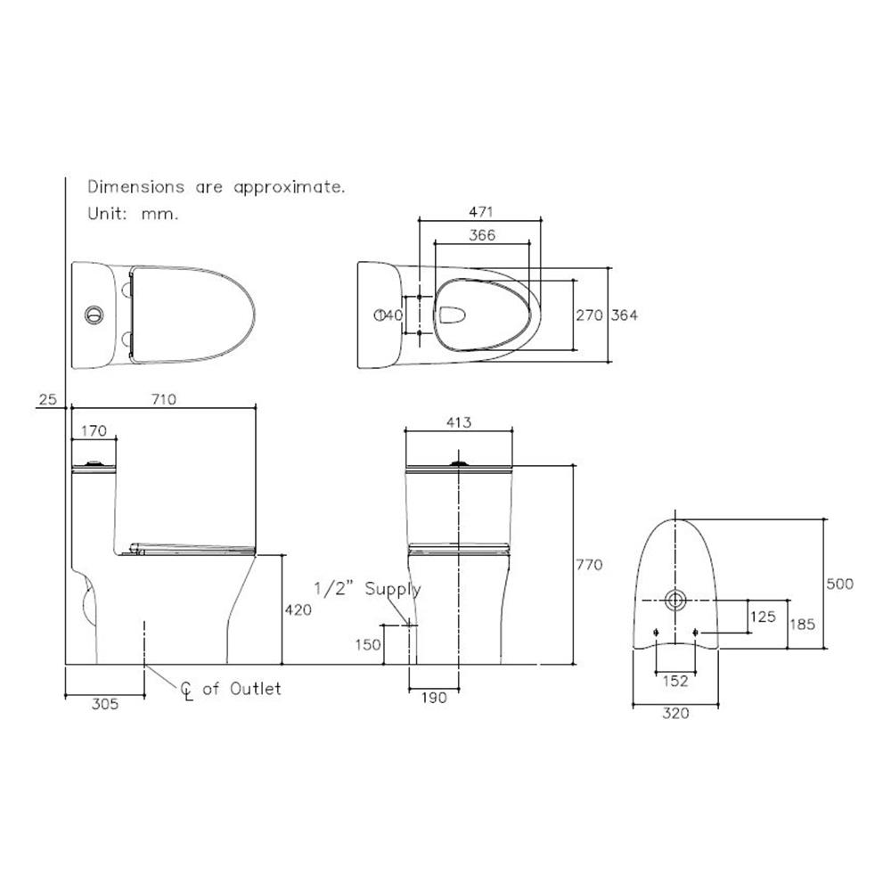 สุขภัณฑ์ 1 ชิ้น KARAT K-21926X-TF-WK 3/4.8L
