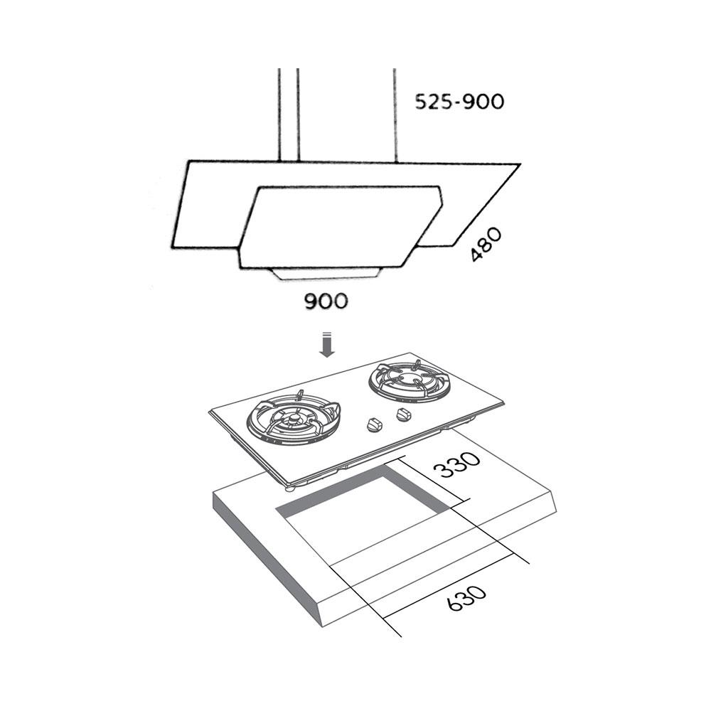 เตาฝัง+เครื่องดูดควัน LUCKY FLAME LGS962+RG971T