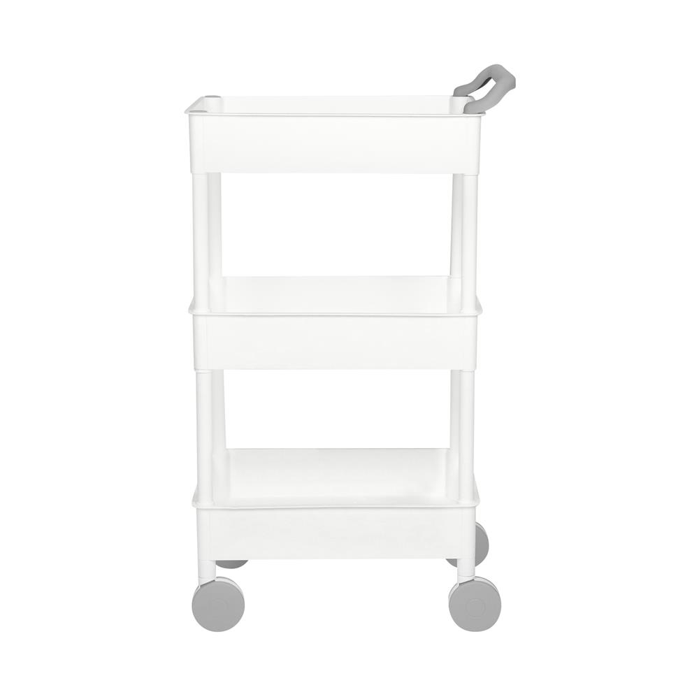 ชั้นวางของ 3 ชั้น มีล้อ STACKO 51.8x34.5x89.8 ซม. สีขาว