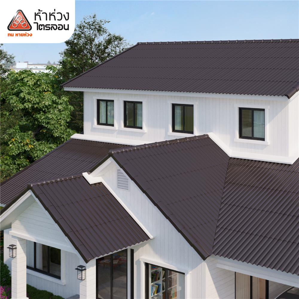 กระเบื้องหลังคาไตรลอน ห้าห่วง 0.5x50x150 ซม. สีน้ำตาลมุกโกเมน