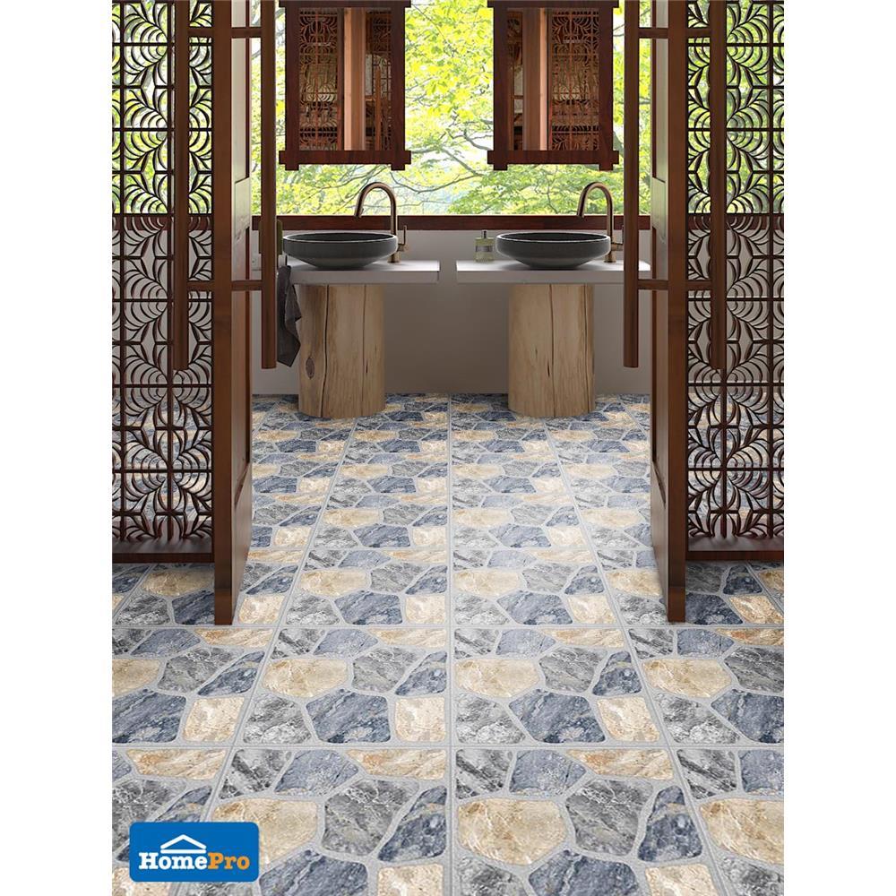 กระเบื้องพื้น 16x16 นิ้ว TARA ไทรอส สโตน มิกซ์ มิกซ์ คัลเลอร์ EXC PM 0.96 ตร.ม.