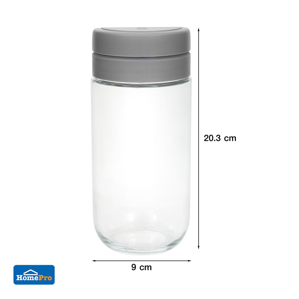 ขวดโหลแก้วฝากด KECH CLICKER 0.8 ลิตร สีเทา