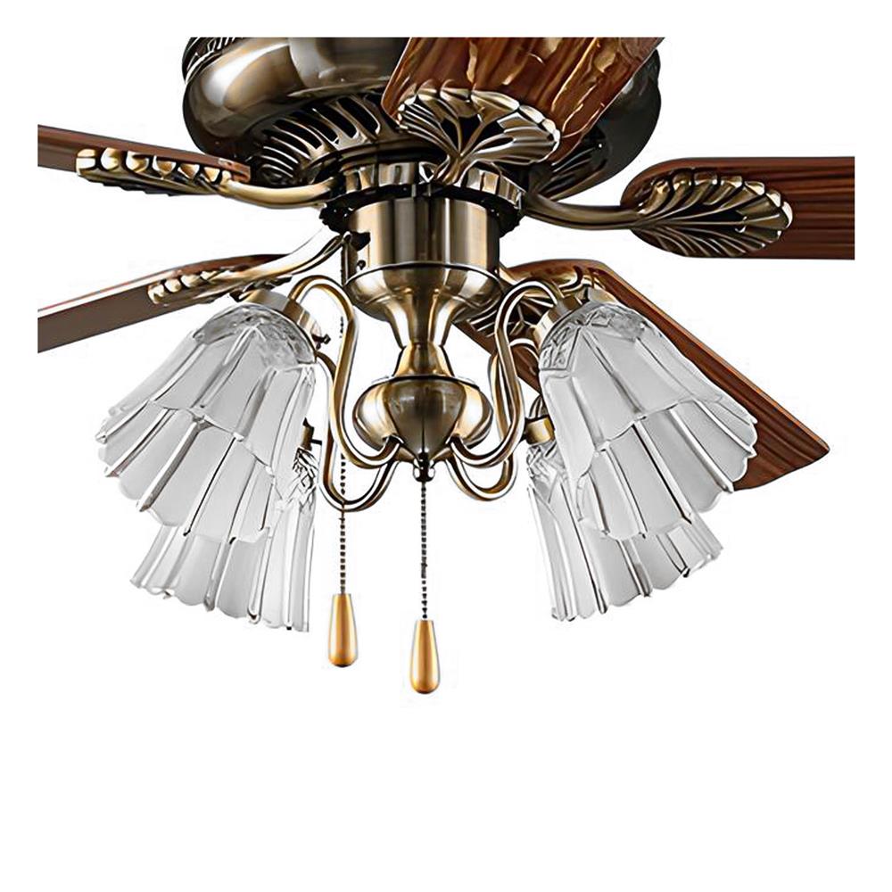 พัดลมโคมไฟ CARINI 552-4LAB สีน้ำตาล/ทองเหลืองรมดำ 52 นิ้ว 5 ใบพัด 4 โคมไฟ