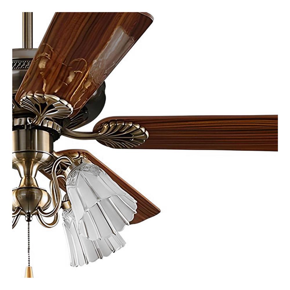 พัดลมโคมไฟ CARINI 552-4LAB สีน้ำตาล/ทองเหลืองรมดำ 52 นิ้ว 5 ใบพัด 4 โคมไฟ