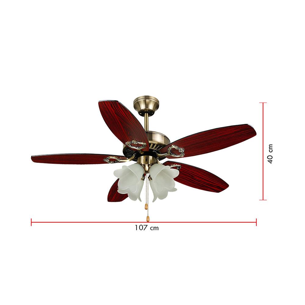 พัดลมโคมไฟ CARINI 542-4AB 42 นิ้ว 5 ใบพัด 4 โคมไฟ