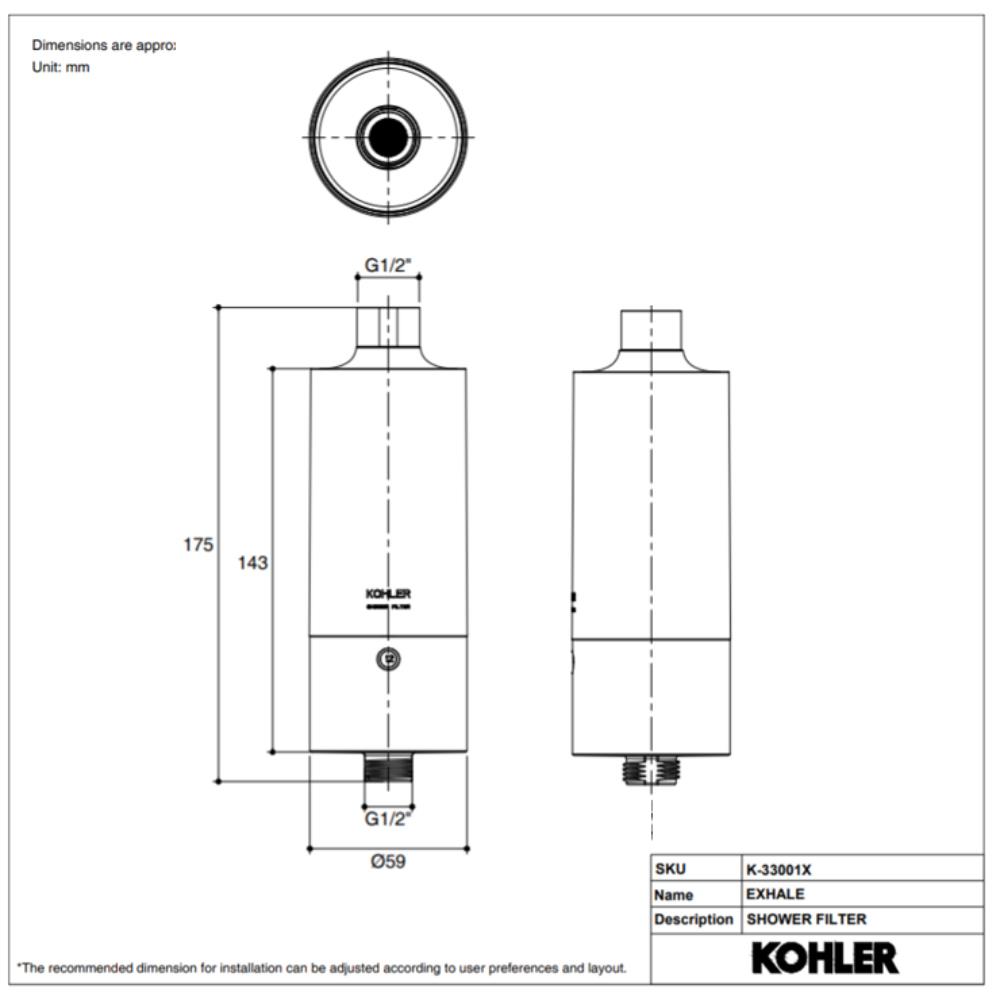 ตัวกรองอาบน้ำ KOHLER K-33001X-CP