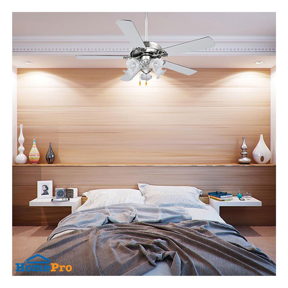 พัดลมโคมไฟ CARINI 552-5NC สีขาว/เงิน 52 นิ้ว 5 ใบพัด 5 โคมไฟ