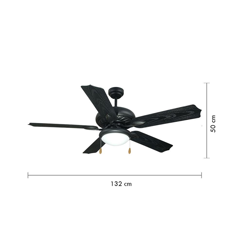 พัดลมโคมไฟ CARINI CN-13 สีดำ 52 นิ้ว 5 ใบพัด 1 โคมไฟ